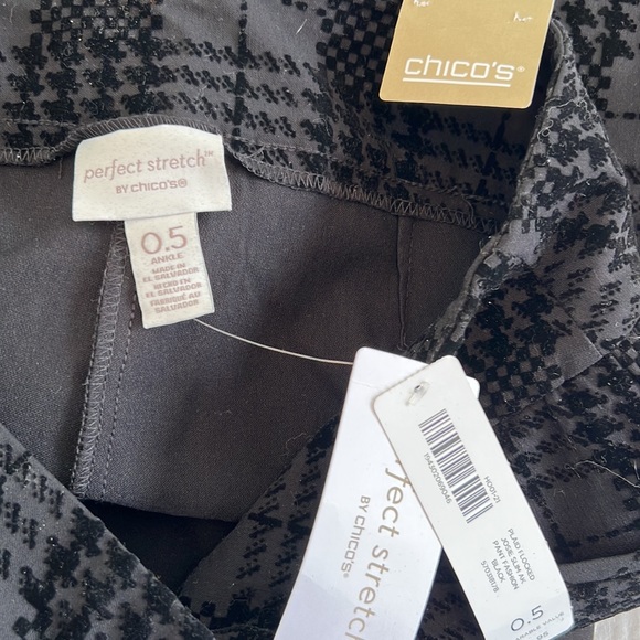 Chico’s Black Plaid Flock Josie Slim Ankle Sz 0.5=6 - Picture 3 of 4